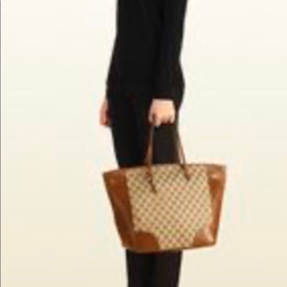 NEW Gucci Bree Canvas/Leather Beige-Ebony tote - Picture 10 of 16
